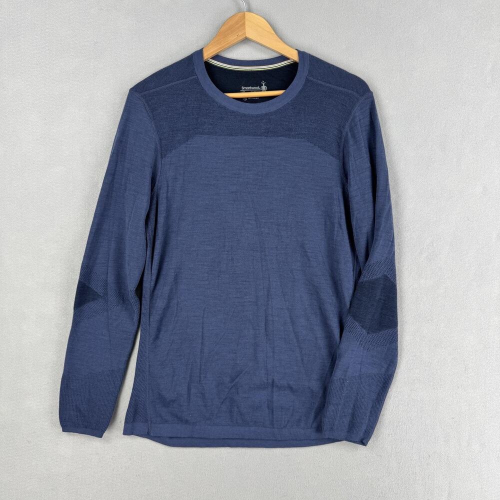 Smartwool Shirt Mens Large Blue Intraknit Merino Wool Long Sleeve Baselayer